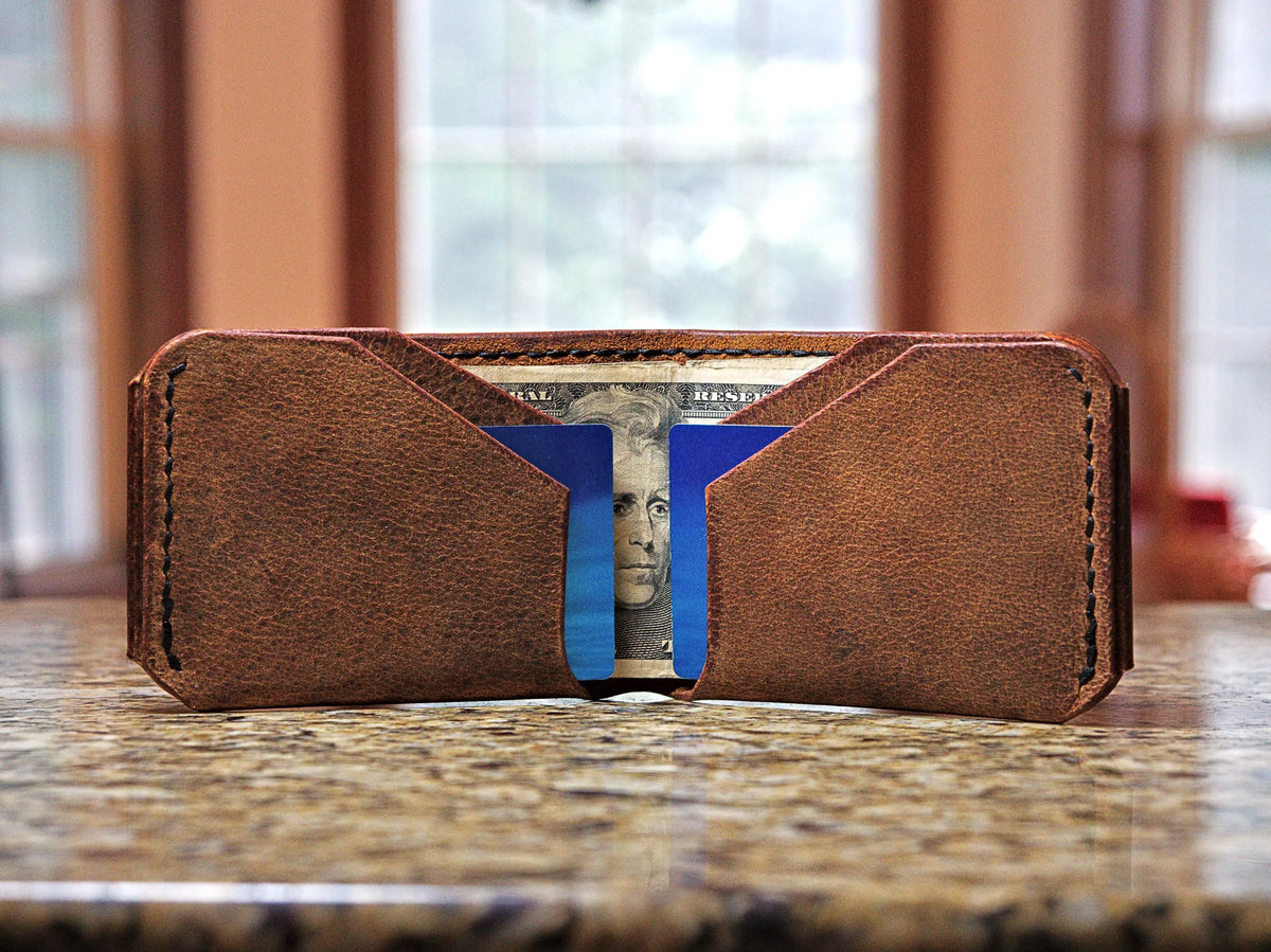 Levee Bifold | Handmade Leather, Western Style 3-Piece, Saddle Stitched, Chrome Tan, Veg Tan