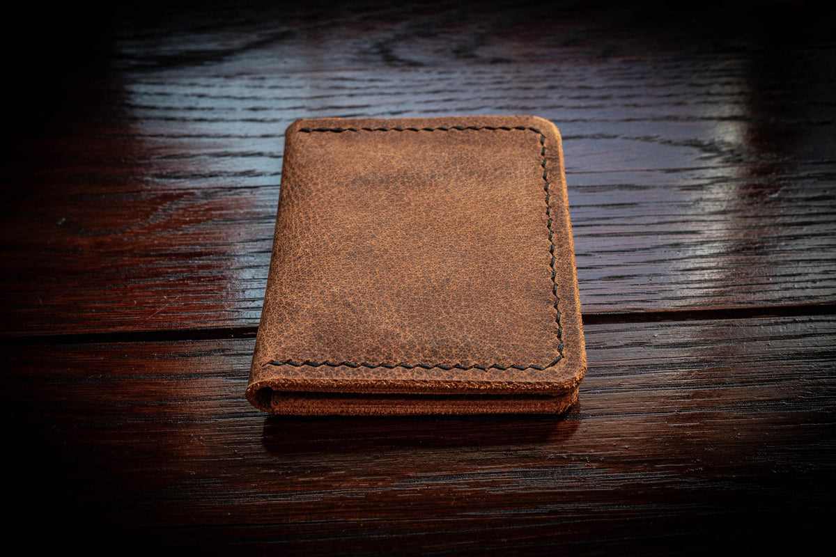 Mura Folding Card Wallet | Handcrafted Leather, Saddle Stitched, Chrome Tan, Vegetable Tan