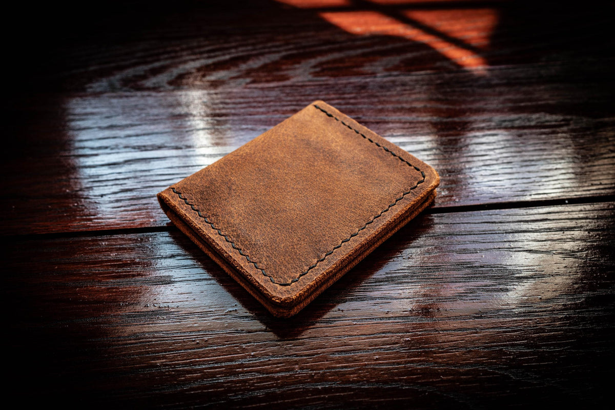 Mura Folding Card Wallet | Handcrafted Leather, Saddle Stitched, Chrome Tan, Vegetable Tan