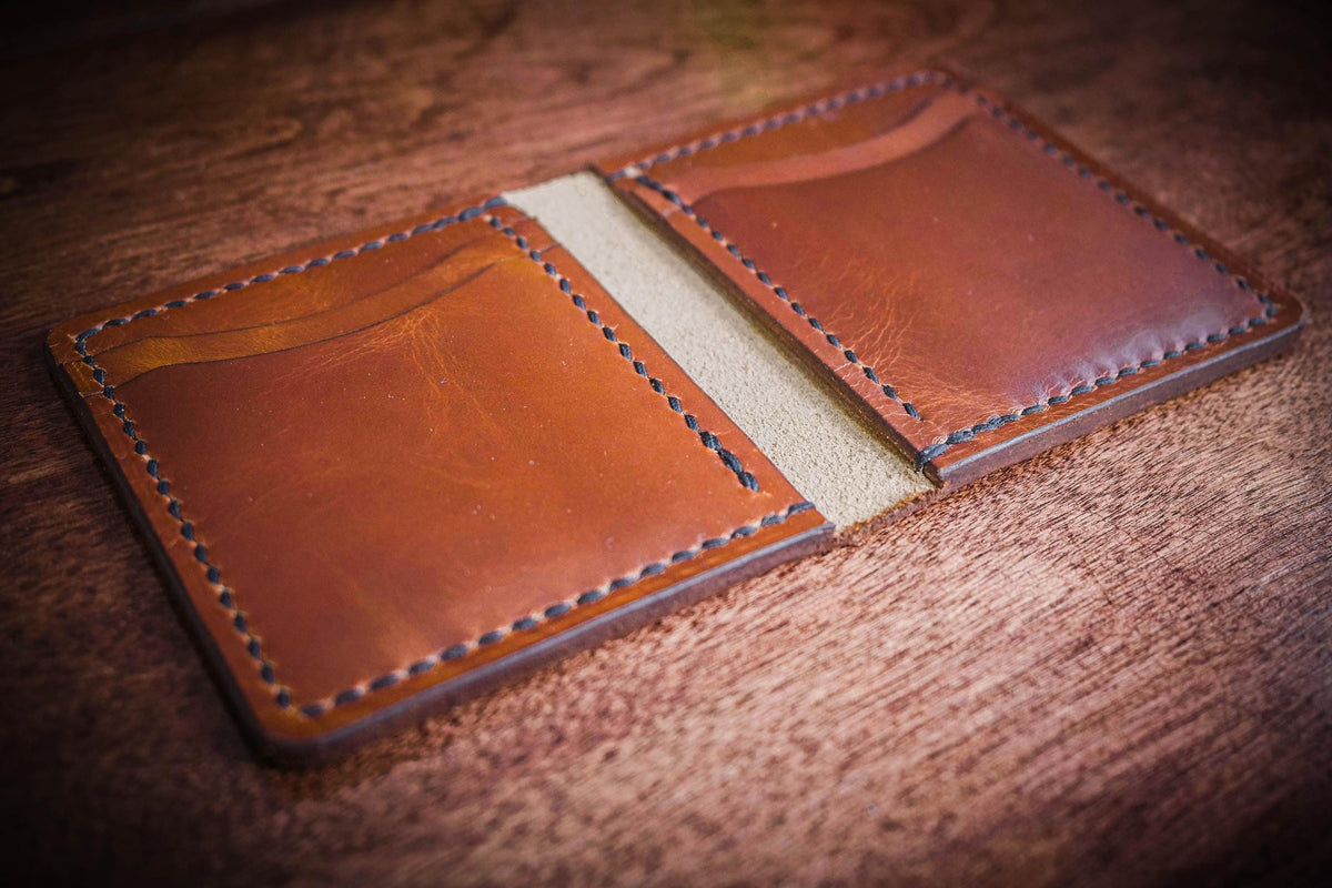 Mura Folding Card Wallet | Handcrafted Leather, Saddle Stitched, Chrome Tan, Vegetable Tan