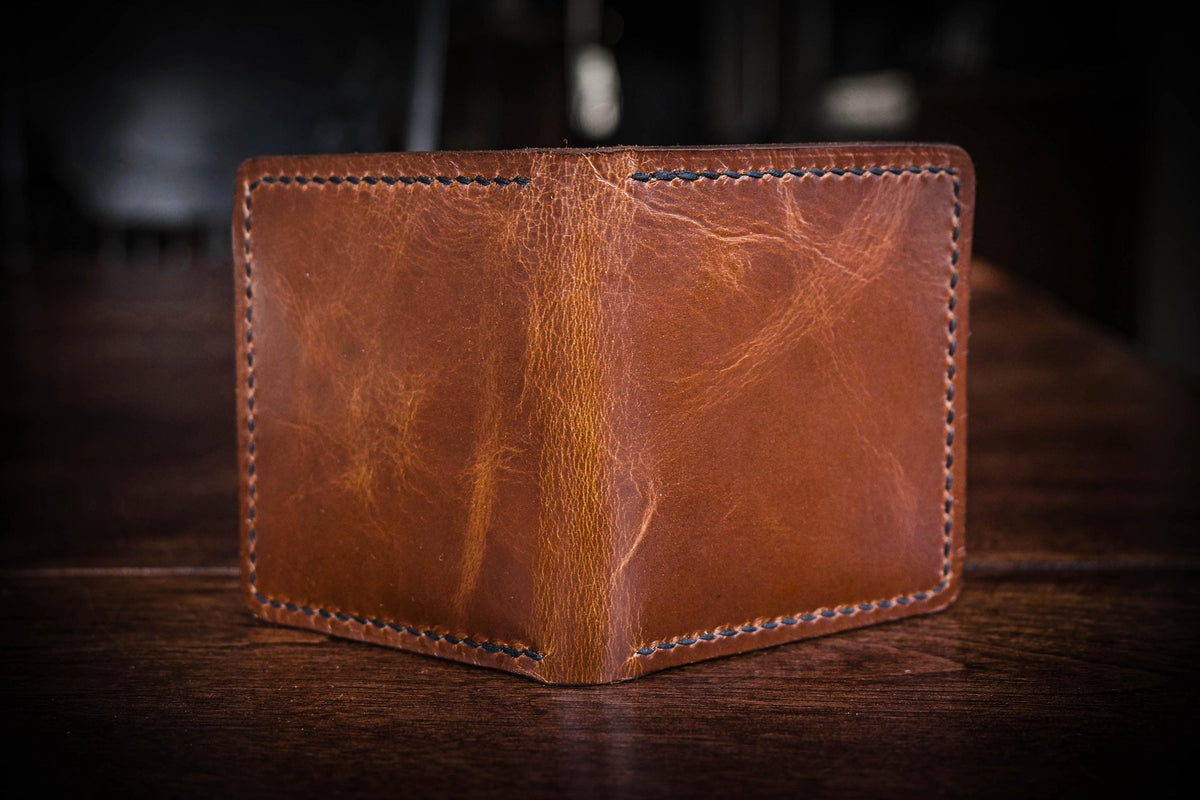 Mura Folding Card Wallet | Handcrafted Leather, Saddle Stitched, Chrome Tan, Vegetable Tan