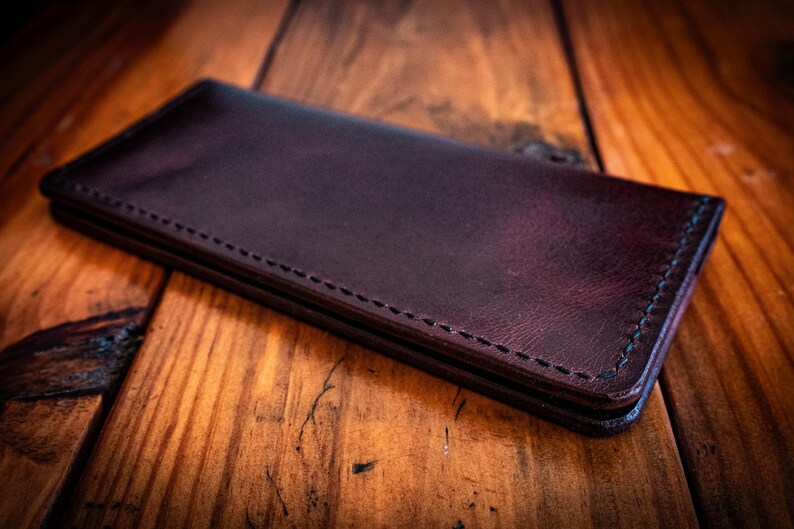 Garrison Billfold | Handcrafted Leather, Long Wallet, Saddle Stitched, Chrome Tan, Vegetable Tan