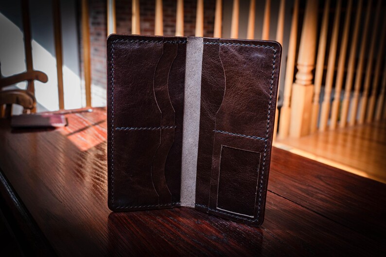 Garrison Billfold | Handcrafted Leather, Long Wallet, Saddle Stitched, Chrome Tan, Vegetable Tan