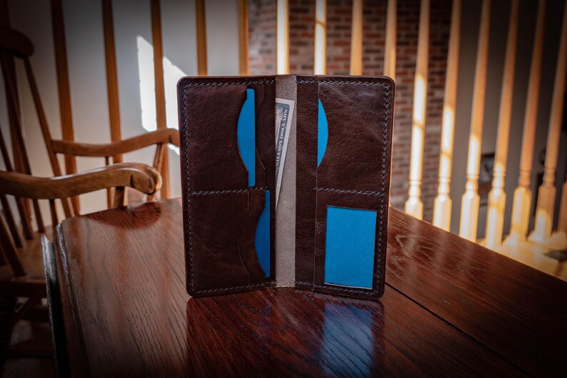 Garrison Billfold | Handcrafted Leather, Long Wallet, Saddle Stitched, Chrome Tan, Vegetable Tan