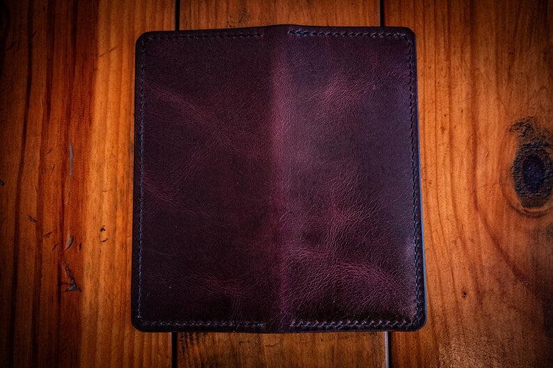 Garrison Billfold | Handcrafted Leather, Long Wallet, Saddle Stitched, Chrome Tan, Vegetable Tan