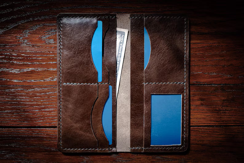 Garrison Billfold | Handcrafted Leather, Long Wallet, Saddle Stitched, Chrome Tan, Vegetable Tan
