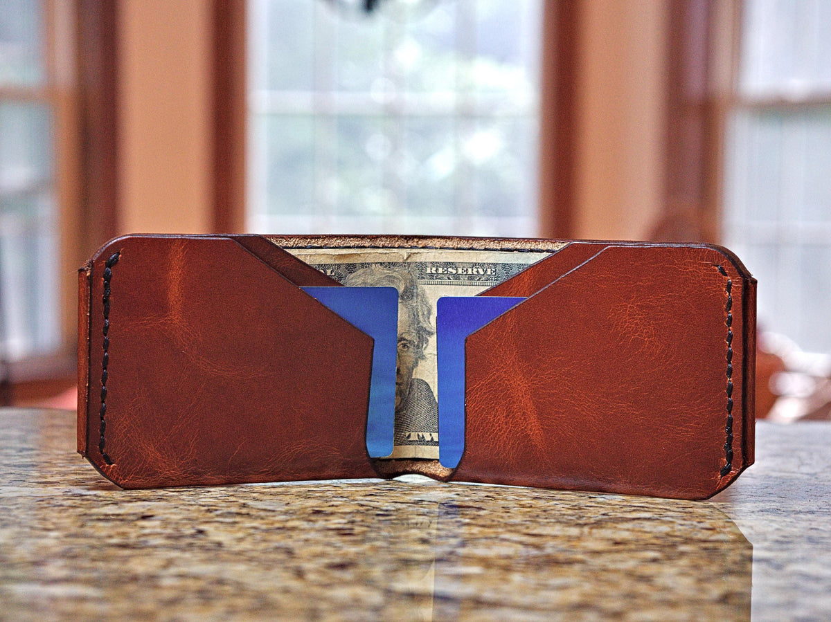 Levee Bifold | Handmade Leather, Western Style 3-Piece, Saddle Stitched, Chrome Tan, Veg Tan