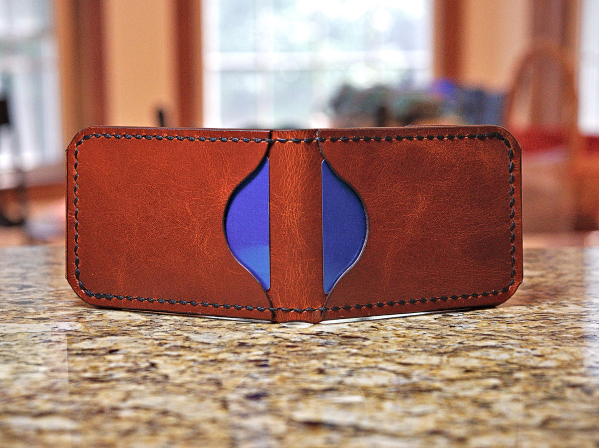 Levee Bifold | Handmade Leather, Western Style 3-Piece, Saddle Stitched, Chrome Tan, Veg Tan