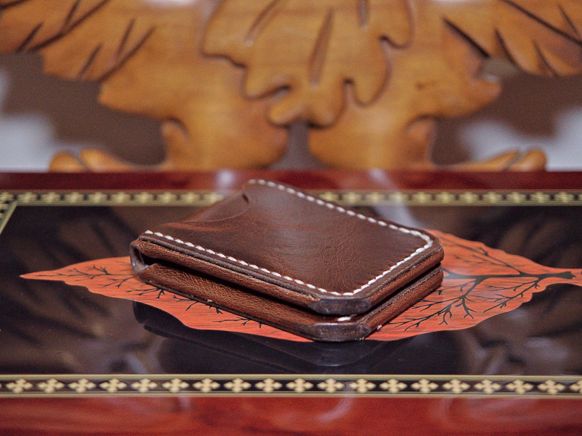 Levee Bifold | Handmade Leather, Western Style 3-Piece, Saddle Stitched, Chrome Tan, Veg Tan