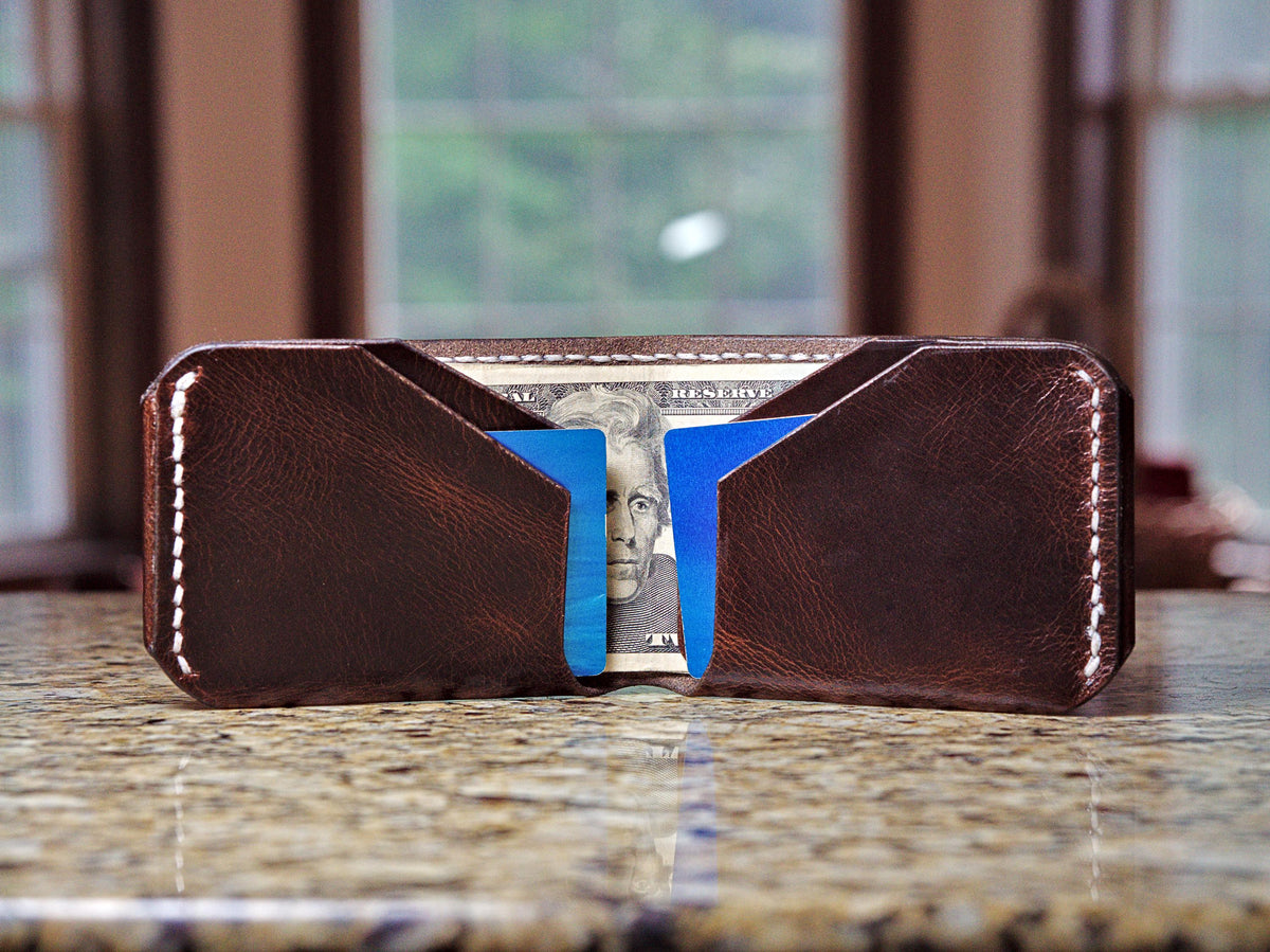 Levee Bifold | Handmade Leather, Western Style 3-Piece, Saddle Stitched, Chrome Tan, Veg Tan