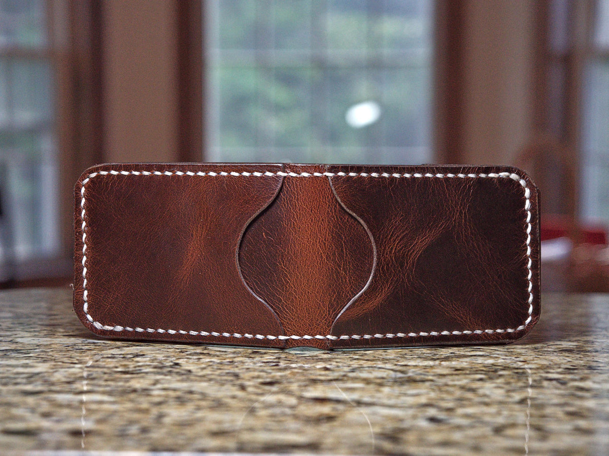 Levee Bifold | Handmade Leather, Western Style 3-Piece, Saddle Stitched, Chrome Tan, Veg Tan