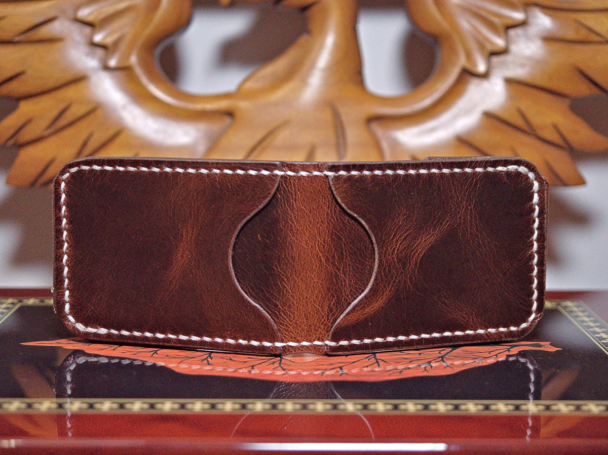 Levee Bifold | Handmade Leather, Western Style 3-Piece, Saddle Stitched, Chrome Tan, Veg Tan